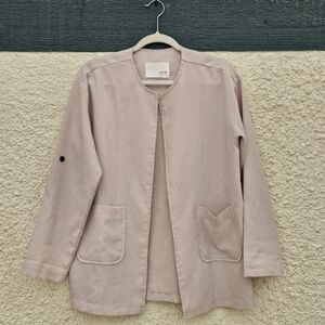 OFB lightweight unstructured open-front blazer with roll-tab sleeves L/XL